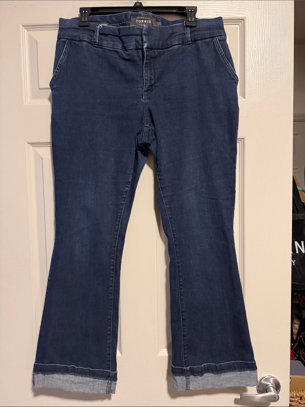 torrid Dark Blue Flare Jeans with Cuffed Hem